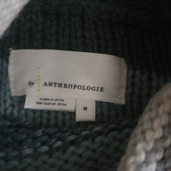 Anthropologie Cowl Neck Knit Sweater with 3/4 Sleeves and Stripes - Picture 5 of 8